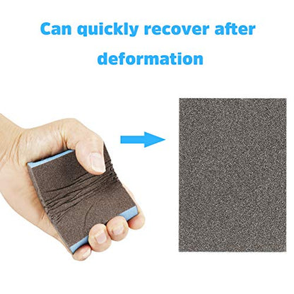 Onarway Sanding Sponges 10 Pack Wet and Dry Dual-use, Coarse and Fine Sanding Blocks - 60/80/100/120/180/220 Grits 6 Different Specifications, Washable and Reusable, Ideal for Wood Metal Polishing - size: Kit-10PCS