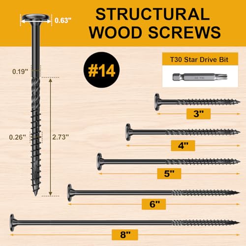 #14 x 5 Wood Structural Lag Screws - size: #14 x 5"