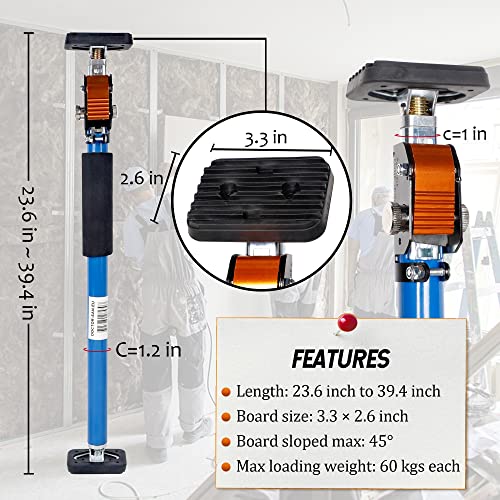 SAND MINE Third Hand Tool, Adjustable Support Pole, 3rd Hand Support System, Steel Support Rod for Cabinet Jacks Cargo Bars Drywall Support, Extends from 25 Inch to 45 Inch, 2 Pack