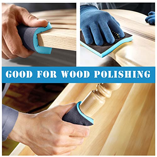 8Pcs 120 Grit Sanding Sponge, Jamiikury Fine Sanding Blocks Washable and Reusable, Wet Dry Sandpaper Sponge for Wood Metal FurniturePaint and Drywall - size: 120 Grits