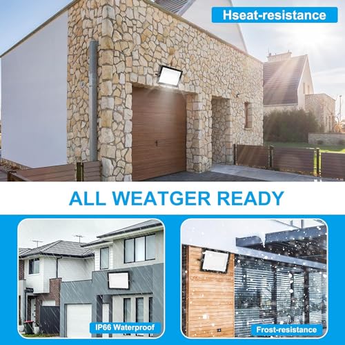 500W 2pack LED Flood Light Outdoor,(2750W Equivalent)Super Bright 58,500LM Daylight 5000K IP66 Waterproof Security LED Arena Lights,Commercial Lighting Floodlight for Backyard|Court|Stadium|Fields - color: 500w 2pack Led Flood Light