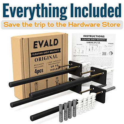 EVALD 8 Inch Floating Shelf Brackets with Screws & Anchors, Hidden Shelf Brackets, Heavy Duty Shelf Brackets, Floating Shelf Mount - size: 8 Inch, style: 4 Pack Standard