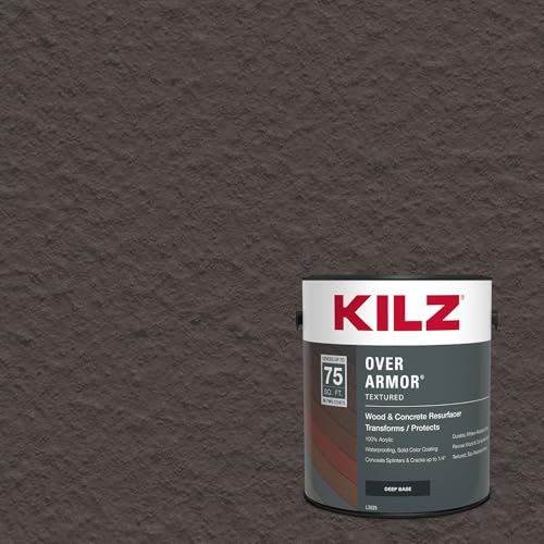 KILZ Over Armor Textured Solid Coating Resurfacer, Hickory Bark 1 Gallon - color: Hickory Bark, style: Textured