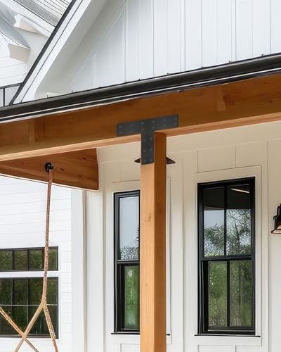 4 Pack T Post Timber Frame Brackets, 14"x10" T Flat Mending Plate - size: 4 Pcs-14"x10"