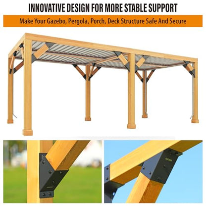 2pack 4x4 (Actual 3.5''x3.5'') Degree Angle Support Brackets, for Pergola, Gazebo, Deck Wood Frame Structures Provide Support 45° Degree Angle Bracket - size: 3.5''x3.5''