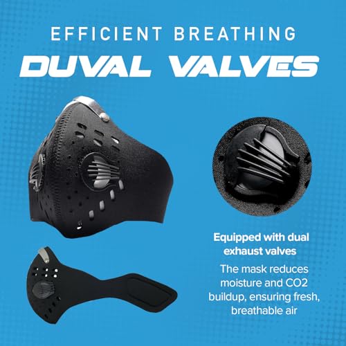ECO-GEAR Anti Pollution Face Mask with Military Grade Protection | Anti Smoke, Exhaust Gas, Dust & Pollen - color: Black-medium