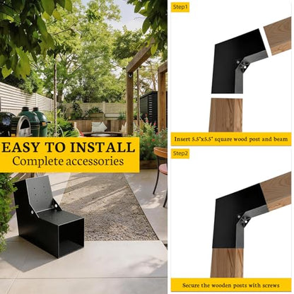 6x6 2-Way Pegola Bracket,15° Angled Slant Post Brackets(1Pack) - size: 6x6 inchs