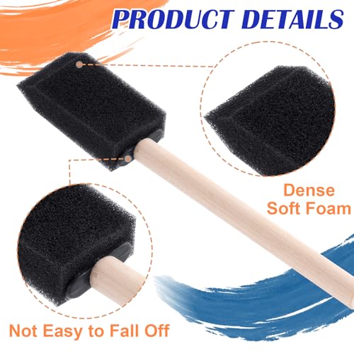 ANCIRS 10 Pcs Foam Paint Brushes, Black Sponge Brushes, Wood Handle Foam Brushes for Painting Varnishes, Staining, DIY, Art Craft Projects (1")