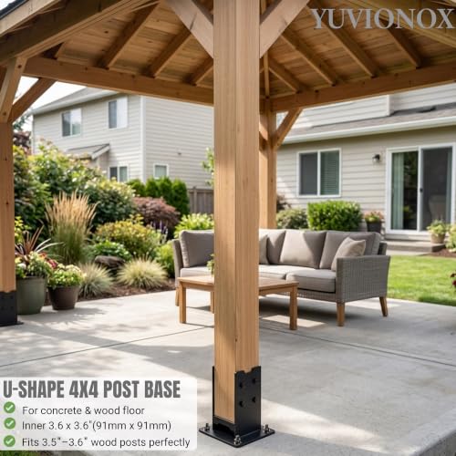 4x4 Post Base for Concrete & Wood Deck, 2 Pcs, 304 Stainless Steel