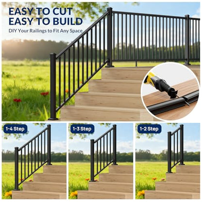 Egadis 1 Pack 42 in x 4 ft Modular Aluminum Stair Railing Kit Without Post - color: Stair 4ft - 1 Panel