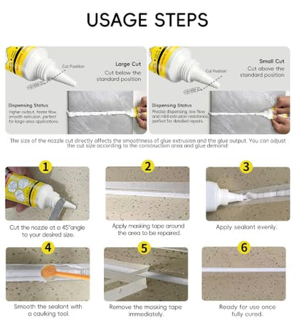 White Silicone Caulk 5.29 Oz, Waterproof Sealant for Home Repair