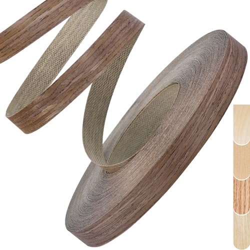Walnut Edge Banding, 1 inch x 500ft roll of Veneer Edge Banding, Pre-glued Flexible Real Wood Tape for Cabinet Repair and Furniture Restoration - color: Walnut, size: 1"x 500ft