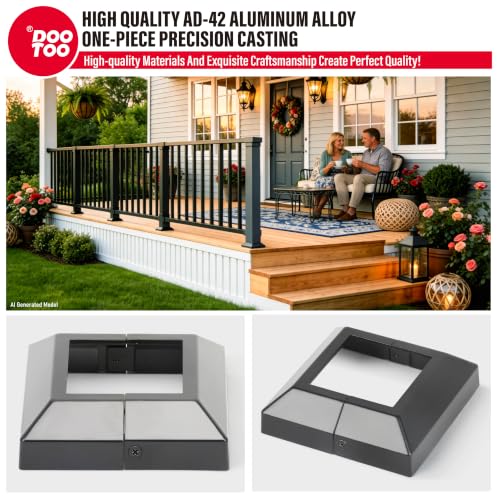 Deck Post Base Covers, Aluminum Post Cover 3"x3", Split Post Base Trim Skirt for Deck railings, Patios (Black-4pcs) - color: Black, size: 3in