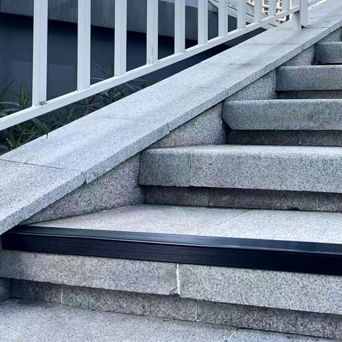 Non Slip Stair Nosing, Window Sill Nosing Plate, Staircase Ledge Guard, 10 Pieces Stair Edge Protector for Wood Stairs or Walking Surface, 1.5"X 2" Aluminum Tread, 48inch Long, Black - color: black