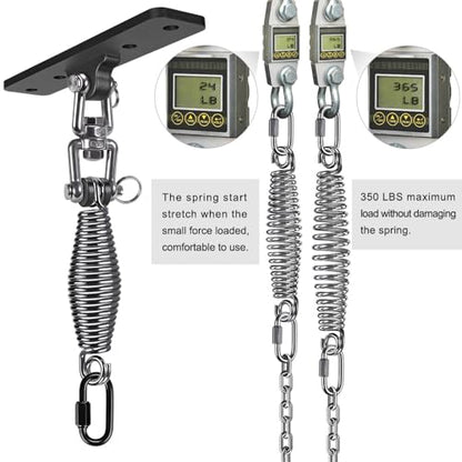 Dolibest Heavy Bag Hanger, Wall Ceiling Mount Hook 360° Rotation Wood Beam Holder Body Weight Strength Training Systems, Wood Beam Holder with Spring and 1 Carabiner, 4Wood Screws for Wooden Sets - color: Heavy Bag Hanger With Spring
