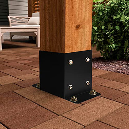 4 x 4 Post Base 2 PCS,Inner Size 3.6"x3.6"Deck Post Base,Heavy Duty Metal Black Powder Coated Post Brackets,for Pavilion Deck Railing Support Deck Base Plate, Support Bolt Down - size: 2 Pieces