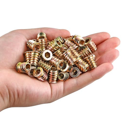300Pcs 1/4"-20x15mm Hex Nut Inserts Wood Threaded Fastener for Furniture - color: 300 Pcs 1/4"-20 x 15mm