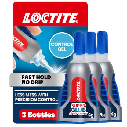 Loctite Super Glue Gel Control, Clear, 0.14 fl oz Bottle, Pack of 3 - size: 3 Pack