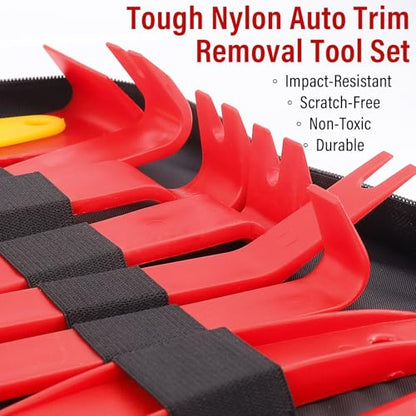 Keze 24Pcs Trim Removal Tool Set with Pick & Clip Removal Tool - Red - color: Red-Auto Trim Removal Tool Kit