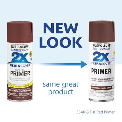 Rust-Oleum 334018-6PK Painter's Touch 2X Ultra Cover Spray Primer, 12 oz, Flat Red, 6 Pack - color: Red, size: 1 Count (Pack of 6)