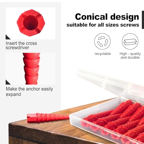 Red 20PCS Stripped Screw Hole Repair Anchor Set - color: Red