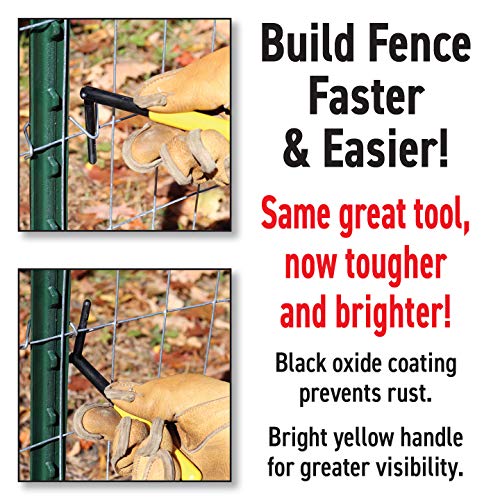 Clip Bender - Made in the USA - Steel tool used for securing T-Post fence clips - Comfortable yellow rubber grip - Black oxide coating to prevent rust. From LockNLube. - size: One-size