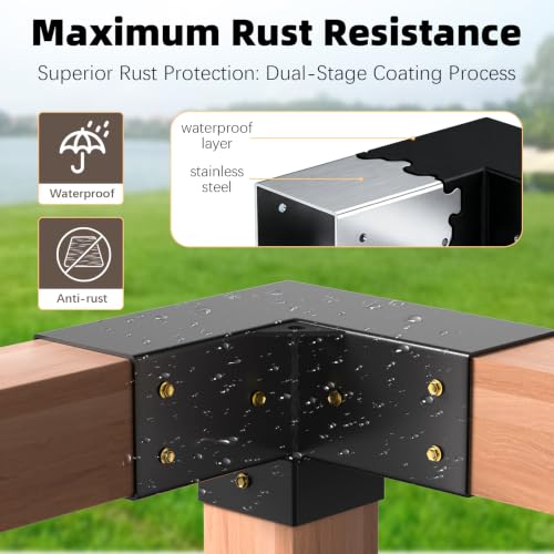 Pergola Brackets, 3-Way Pergola Kit for 4"x 4" (Actual 3.5" X 3.5") - size: 4*4