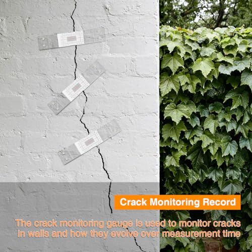 Precision Crack Monitoring Gauge with Dual-Axis Measurement - Standard & Corner Crack Detector for Walls, Concrete (5PCS)