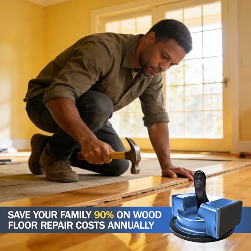 Floor Gap Fixer Tool with Rubber Mallet - Heavy Duty Iron Floor Gap Repair Tool Kit - Professional Plank Grabber with Left & Right Striking Sides for Laminate, Vinyl & Hardwood Floors (Blue)