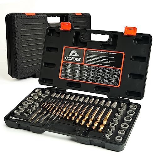62 Pcs Screw Extractor Set,Left Hand Drill Bit,Bolt Screw Extractor Kit - size: 62PCS