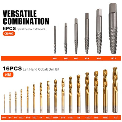 Damaged Screw Extractor Set 55 Pcs,Left Handed Drill Bit Screw Extractor - size: 55PCS