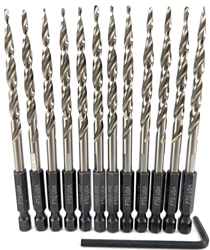 FTG USA Tapered Drill Bits for Wood 12 Pc #10 (3/16") All Same Size Replacement for FTG Countersink Drill Bit Set - size: #10 (3/16"), style: 12 Bits w/o cutter