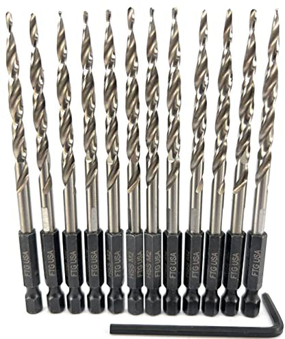 FTG USA Tapered Drill Bits for Wood 12 Pc #10 (3/16") All Same Size Replacement for FTG Countersink Drill Bit Set - size: #10 (3/16"), style: 12 Bits w/o cutter