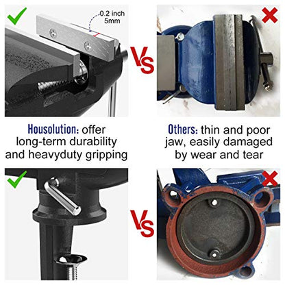 Housolution Universal Table Vise 3 Inch, 360°Swivel Base Bench Clamp - color: Black
