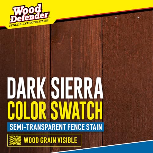 Wood Defender Semi-Transparent Fence Stain and Seal, Dark Sierra, 1-Gallon - color: Dark Sierra, size: 1 Gallon