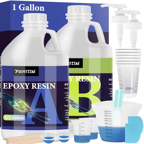 Epoxy Resin 1 Gallon - Crystal Clear Epoxy Resin Kit - Self-Leveling, High-Glossy, No Yellowing, No Bubbles Casting Resin Perfect for Crafts, Table Tops, DIY 1:1 Ratio - color: clear