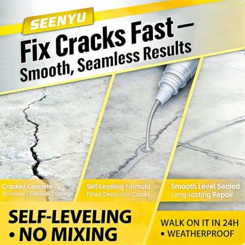Concrete Cement Crack Filler Self-Leveling Sealant, Waterproof Fast-Drying Concrete Sealer Repair, Flexible Easy DIY Crack Seal Gule for Driveway, Sidewalk, Patio, Garage Floor, Asphalt - 4PC - size: 4PACK