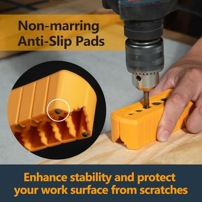 POWERTEC Drill Guide - Multi-Functional Drill Jig Block w/ 6 Common Drill Bit Sizes - for Straight Drilling Holes, Woodworking Tool, 2 PK (71971-P2) - style: 2PK Multi-Functional Drill Guide Jig Block