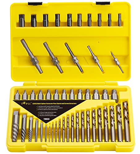 Topec 55-Piece Easy Out Screw Extractor Set & Broken Bolt Extractors - size: 55-Piece