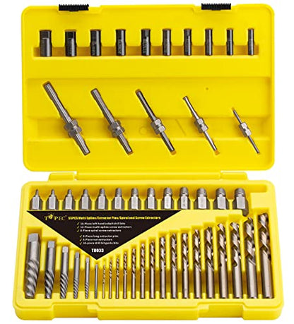 Topec 55-Piece Easy Out Screw Extractor Set & Broken Bolt Extractors - size: 55-Piece