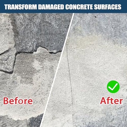 Concrete Crack Filler, Concrete Crack Sealant, 1.1LB Cement Powder for Concrete Crack Filling and Surface Patching, Mix with Water or Sand, Grey Cement Crack Filler for Walls, Floors, Driveways