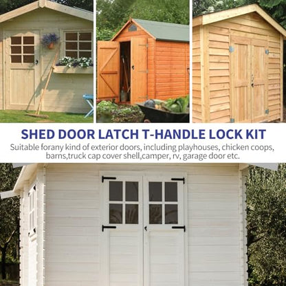Shed Door Lock Latch, 2 Pack 5-1/2 Inch Stem Shed Door T Handle Lock with 8 Keys Hardware Set for Storage Barn Camper RV Garage, Fits on 4-1/2" Max Thickness - size: 5½ Inch Stem 2 PACK