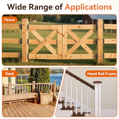50 Pcs 2x4 Fence Brackets for Wood Black - 18 Gauge Deck Railing Brackets for 2X4, Fb26 Fence Brackets, Deck Railing Connectors 2x4 - color: 50 Pcs