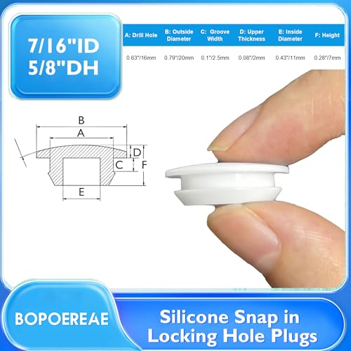 20Pcs 16 mm Silicone Rubber Plugs for 15.5-17.5mm (5/8"-11/16") Round Holes - color: White, size: DH:5/8"(16mm)