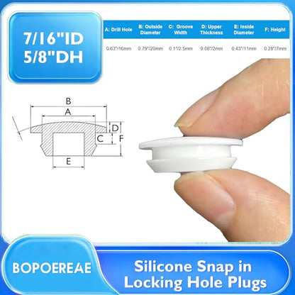 20Pcs 16 mm Silicone Rubber Plugs for 15.5-17.5mm (5/8"-11/16") Round Holes - color: White, size: DH:5/8"(16mm)