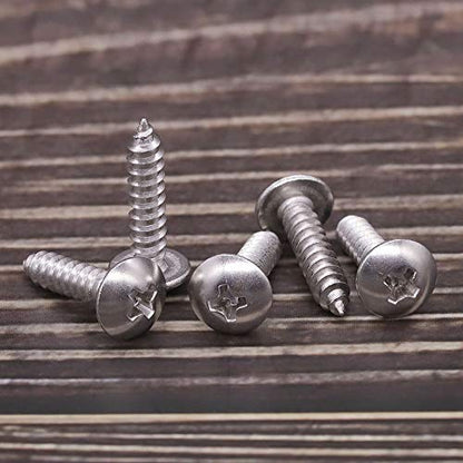 #10 x 3/4" Truss Head Wood Screw, Phillips Truss Head Self Tapping Sheet Metal Tek Screw, 18-8 Stainless Steel 304, Brgiht Finish, 100 PCS - size: #10 x 3/4"