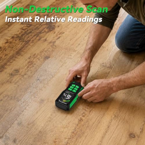 RDINSCOS Pinless Moisture Meter for Wall Digital Wood Moisture Detector - color: Black-green