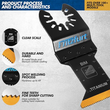 3PCS Oscillating Multi-Tool Blade Kit - Extra Long Plunge Blade, Standard Blade & Carbide General Purpose Blade for Deep Cuts, Flush Trim & Nail-Embedded Wood, Fits Dewalt Milwaukee Ryobi - size: 3pcs