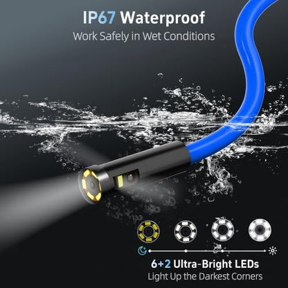 Triple Lens Endoscope Camera with Light, 1080P Inspection Borescope