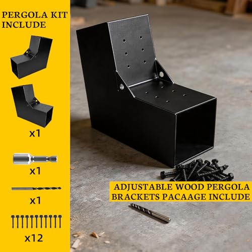 6x6 2-Way Pegola Bracket,15° Angled Slant Post Brackets(1Pack) - size: 6x6 inchs